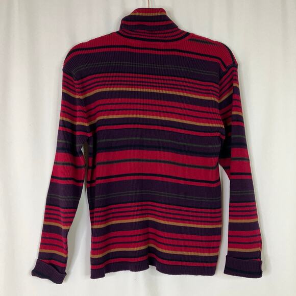 Talbots | Vintage Y2K Stripe Turtleneck Sweater Long Sleeve 100% Cotton Womens L - Picture 5 of 5